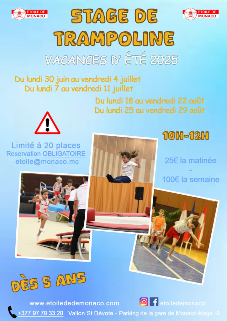 Stage de trampoline vacances d'été 2025